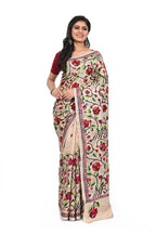 Pure Gachi Tussar Rose Motif Kantha Saree All Over Worked