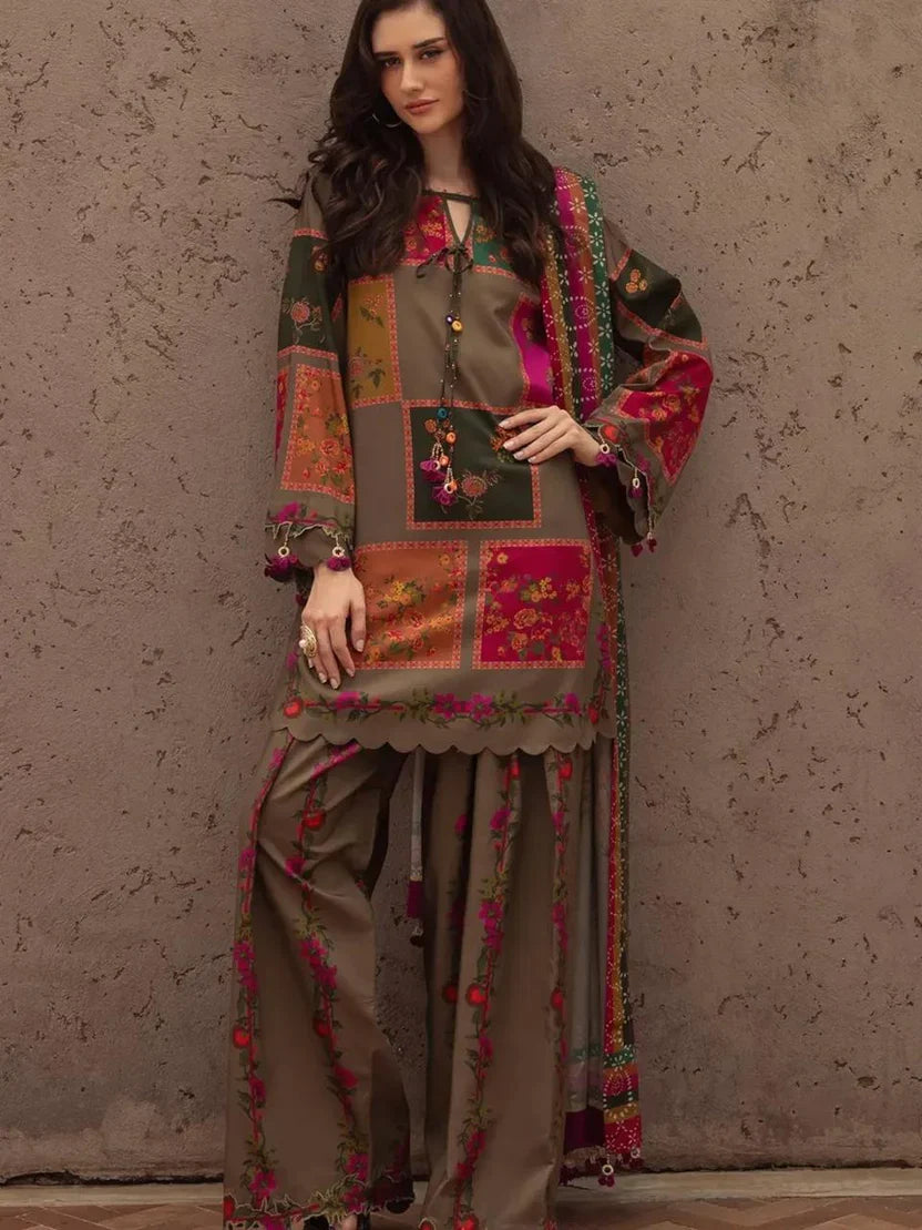 Pink Coloured Bangalore Silk Kantha Saree with Corner to Corner Worked