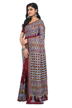 Red Coloured Kantha Stitch Silk Saree from Bengal