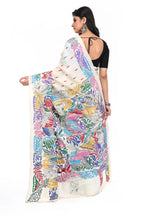 Pure Tussar Multi Coloured Thread Kantha Worked Elegant Look Saree