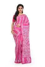 Pink Coloured Kanth Worked Banglore Silk Saree