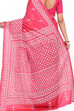 Pink Gujarati Worked Banglore Silk