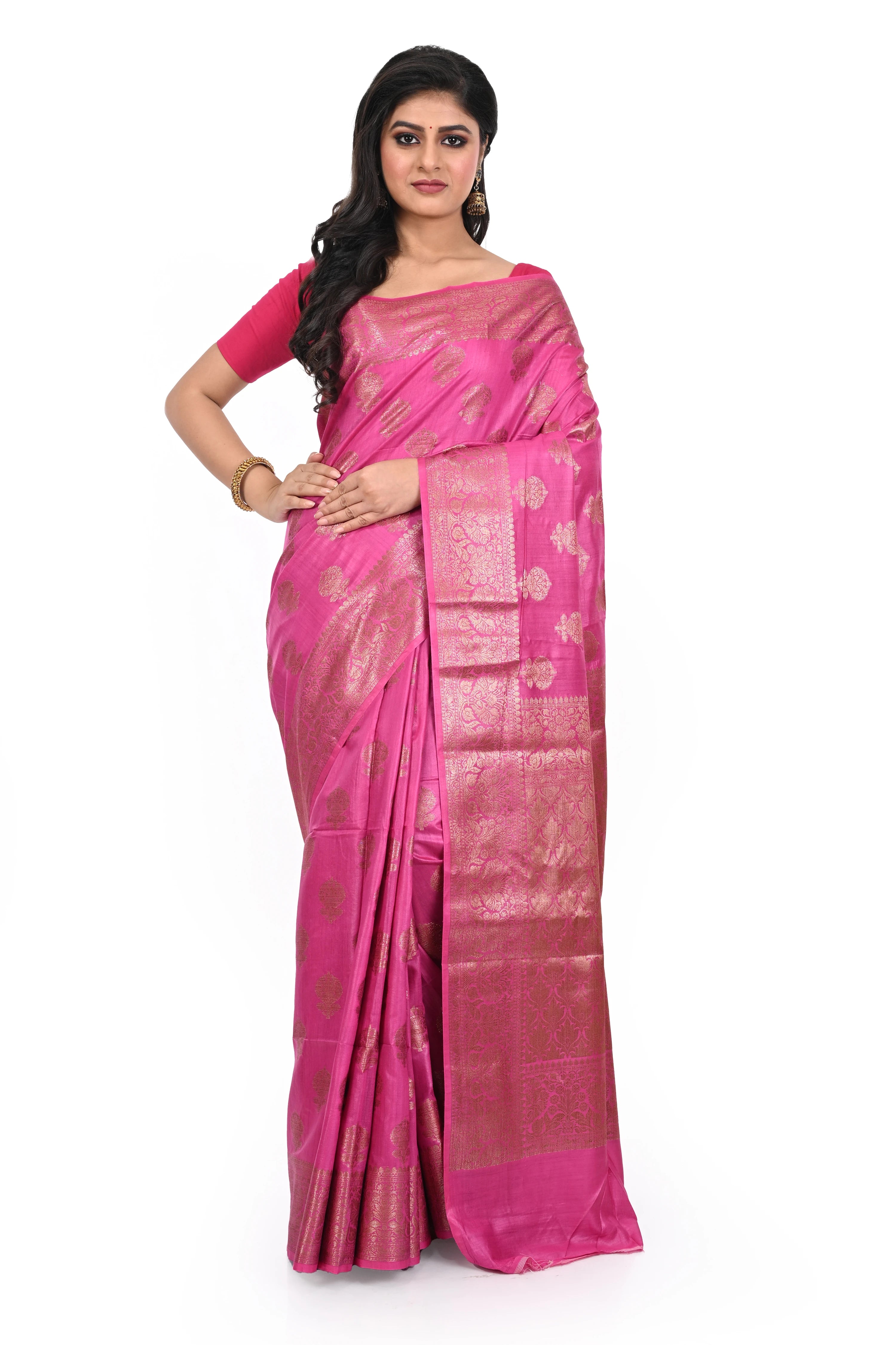 Pure Muga Tussar Benarasi Saree with Anique Zari