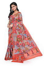 Rust Coloured Reverse Kantha Pure Banglore Silk Saree