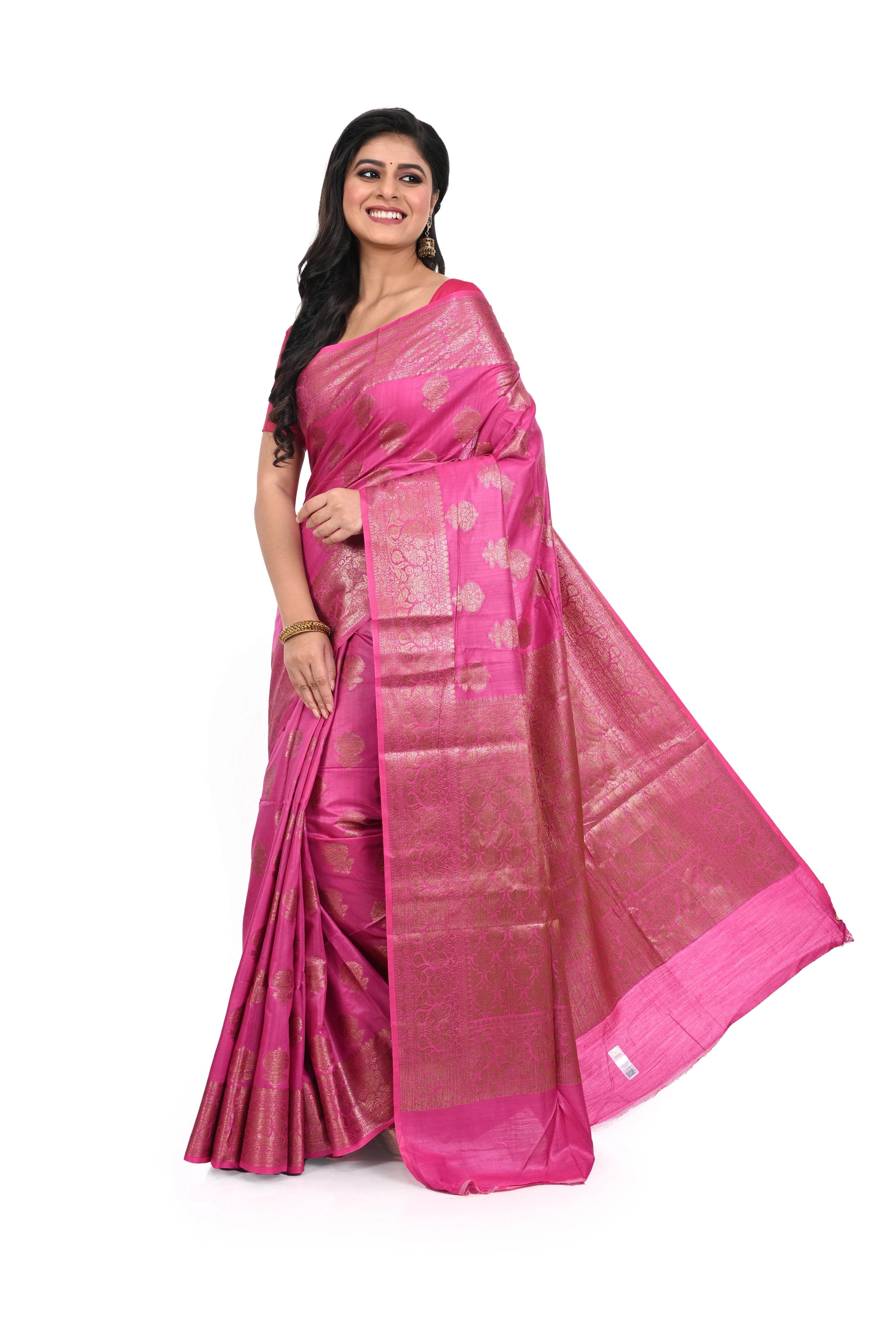 Pure Muga Tussar Benarasi Saree with Anique Zari