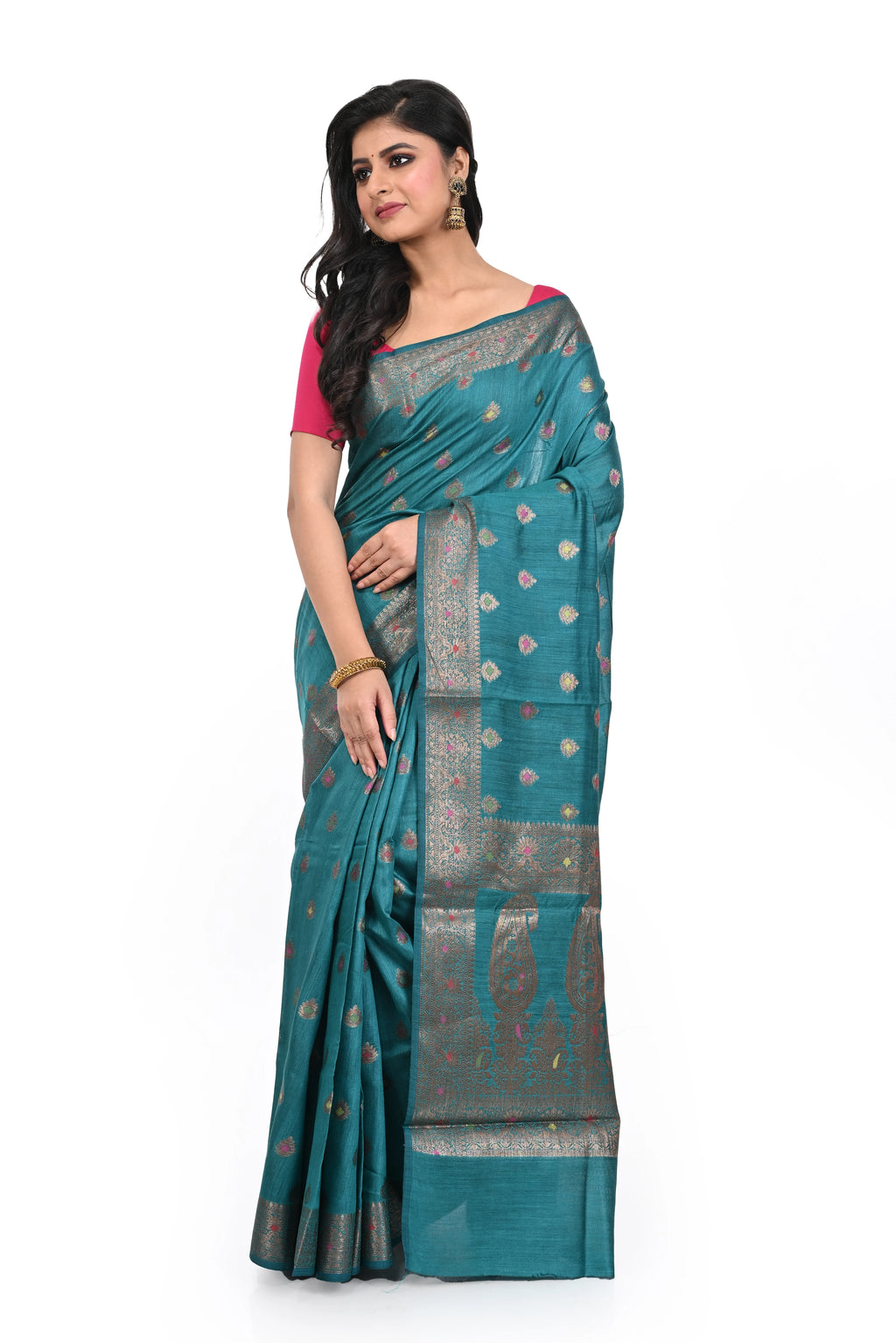 Rama Green Coloured Muga Benarasi Saree