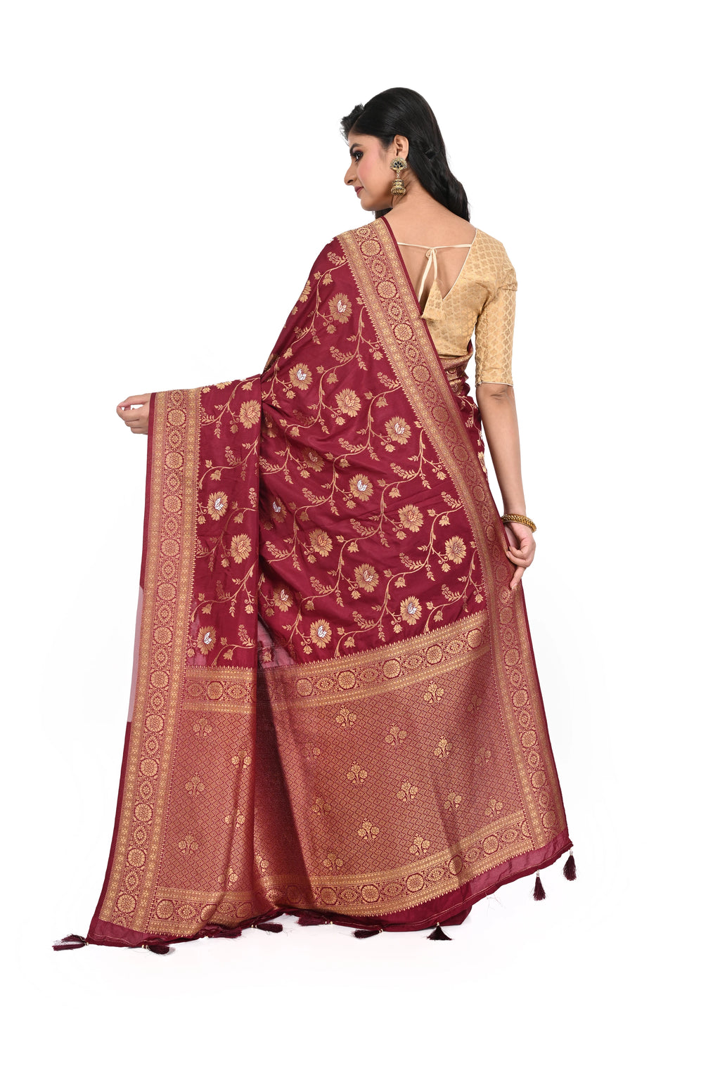 Golden and Red Tissue Handloom Saree