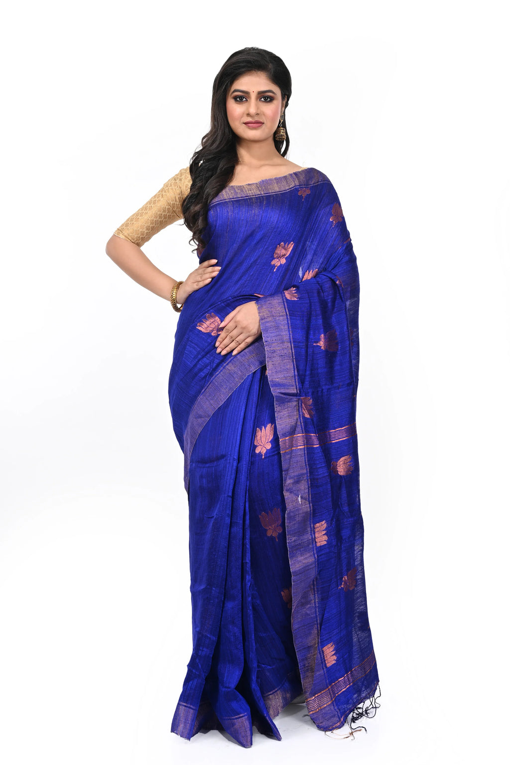 Golden Blue Handloom Saree