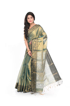 Olive green golden tissue handloom saree