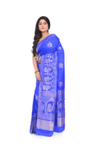 Royal Blue Mashru Silk Saree with Zari Border and Pallu