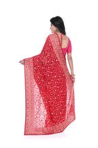 Red Georgette Saree with Kashmiri Worked