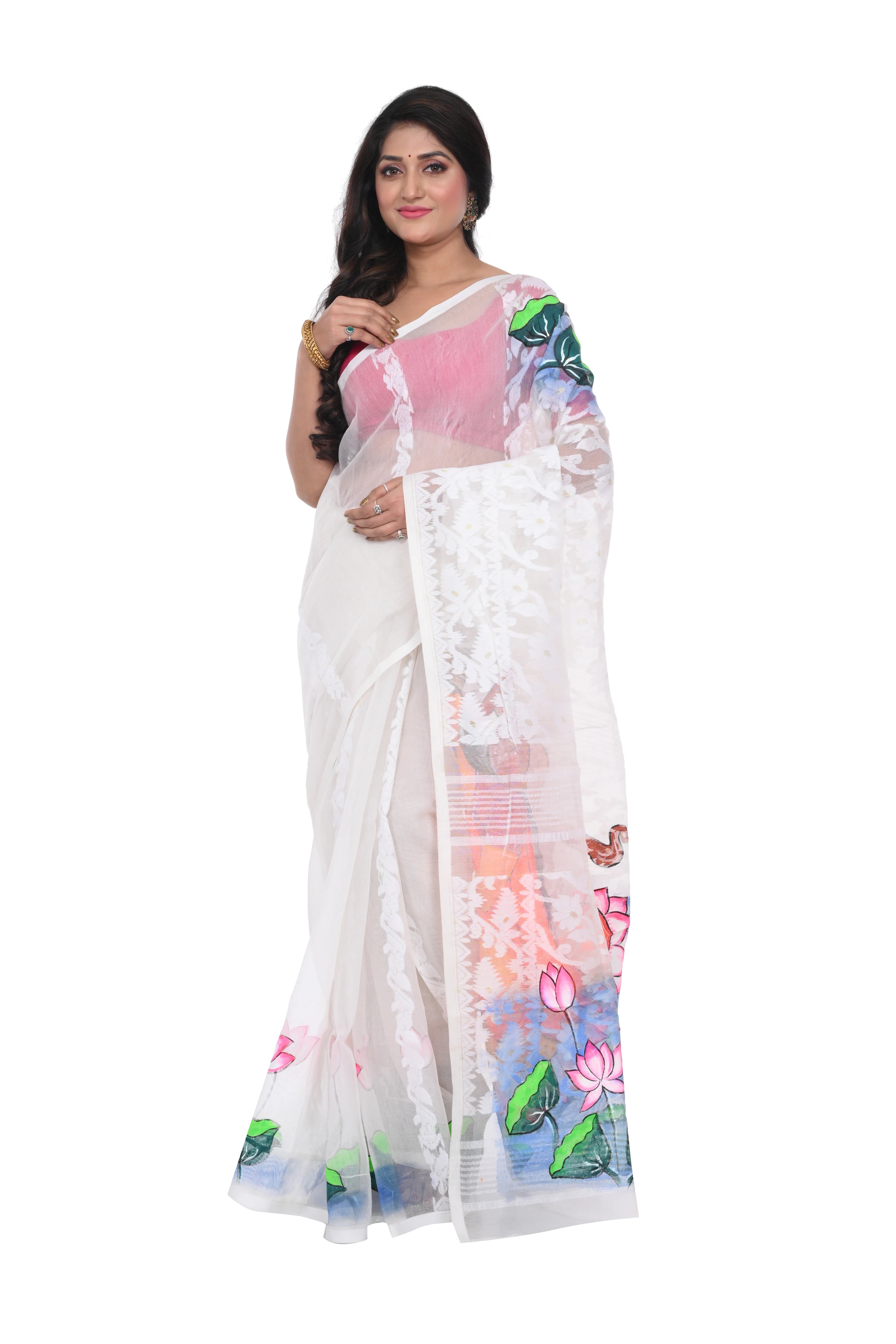 Hand Painted Cotton Jamdani Saree