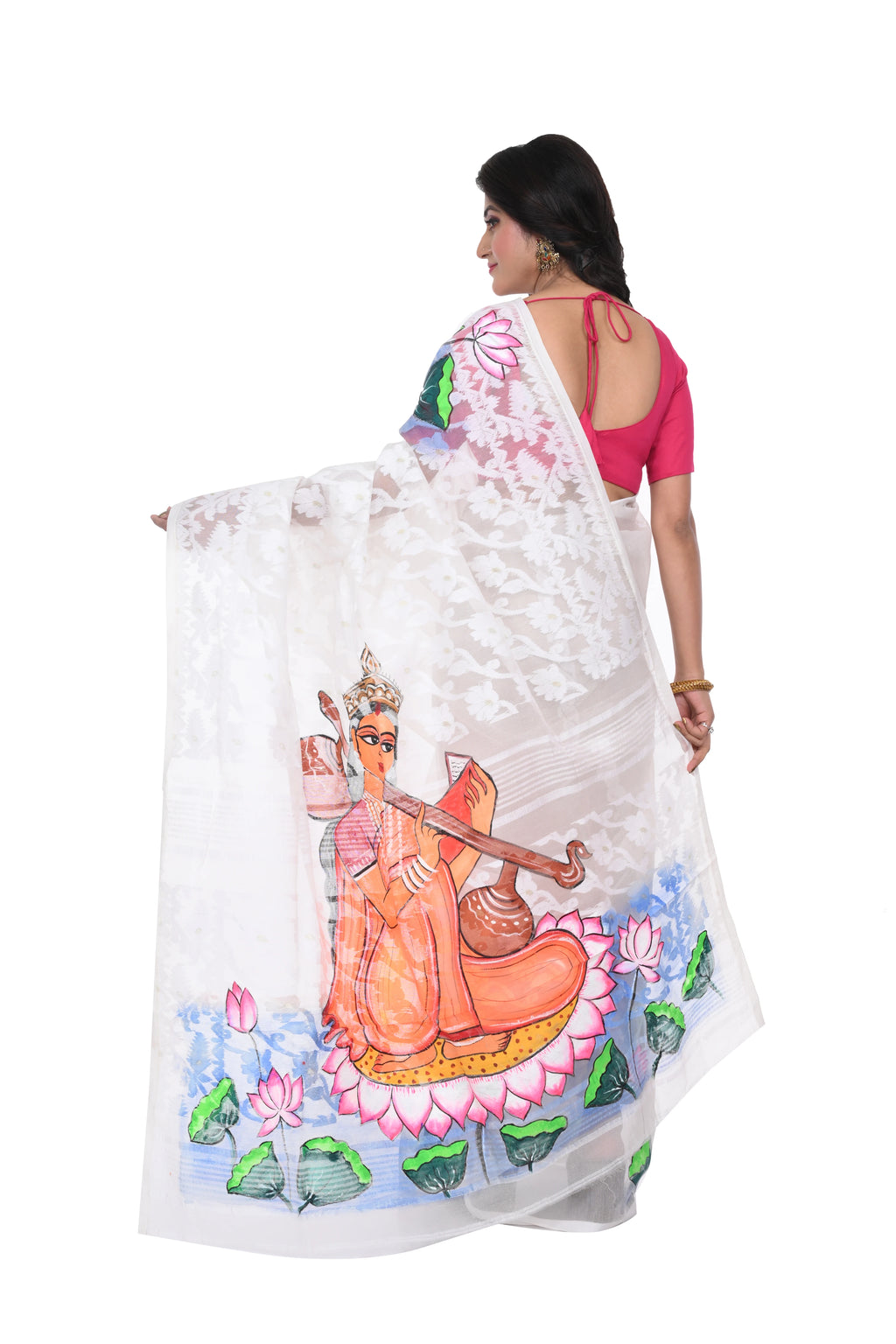 Hand Painted Cotton Jamdani Saree