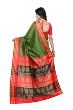 Sambalpuri Silk Replica Saree with Double Pallu Green Coloured