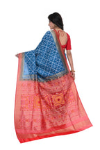 Koraput Silk Blue Coloured Saree with Red Pallu and Border