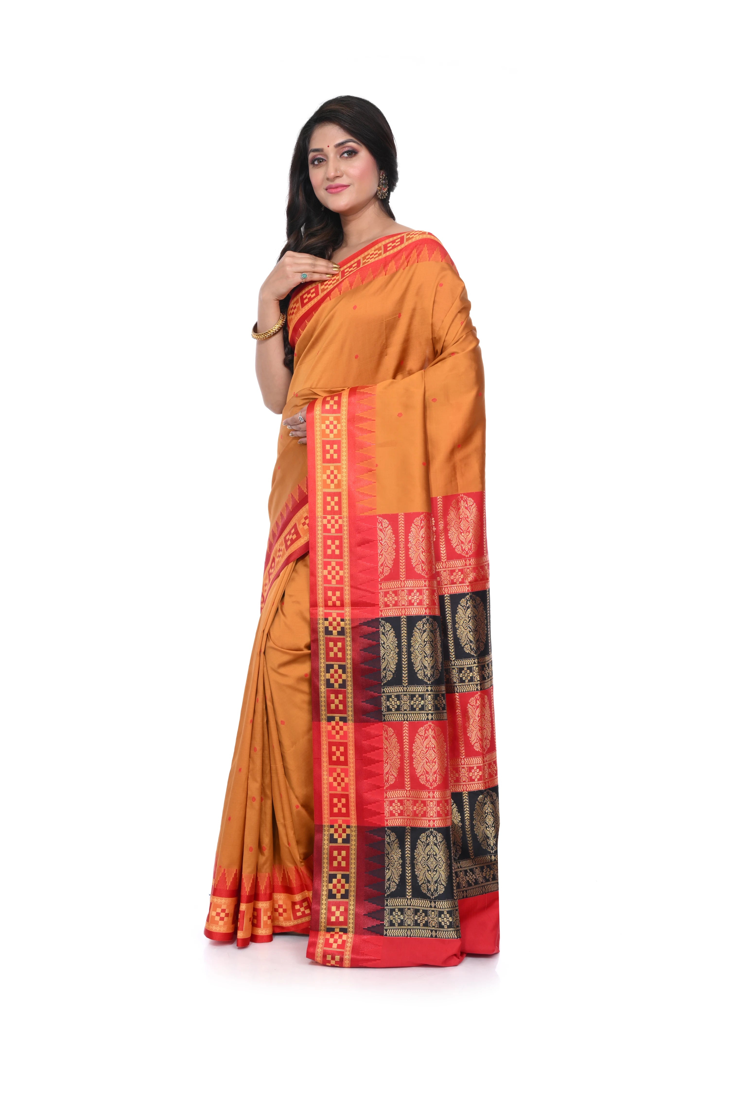 Sambalpuri Silk Replica Saree with Double Border Saree Yellow Colour
