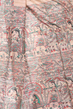 Pure Ghicha Silk Saree with Red Border Madhubani Painted