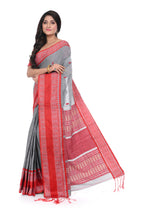Red Mahapar Grey Colour Handloom Saree.