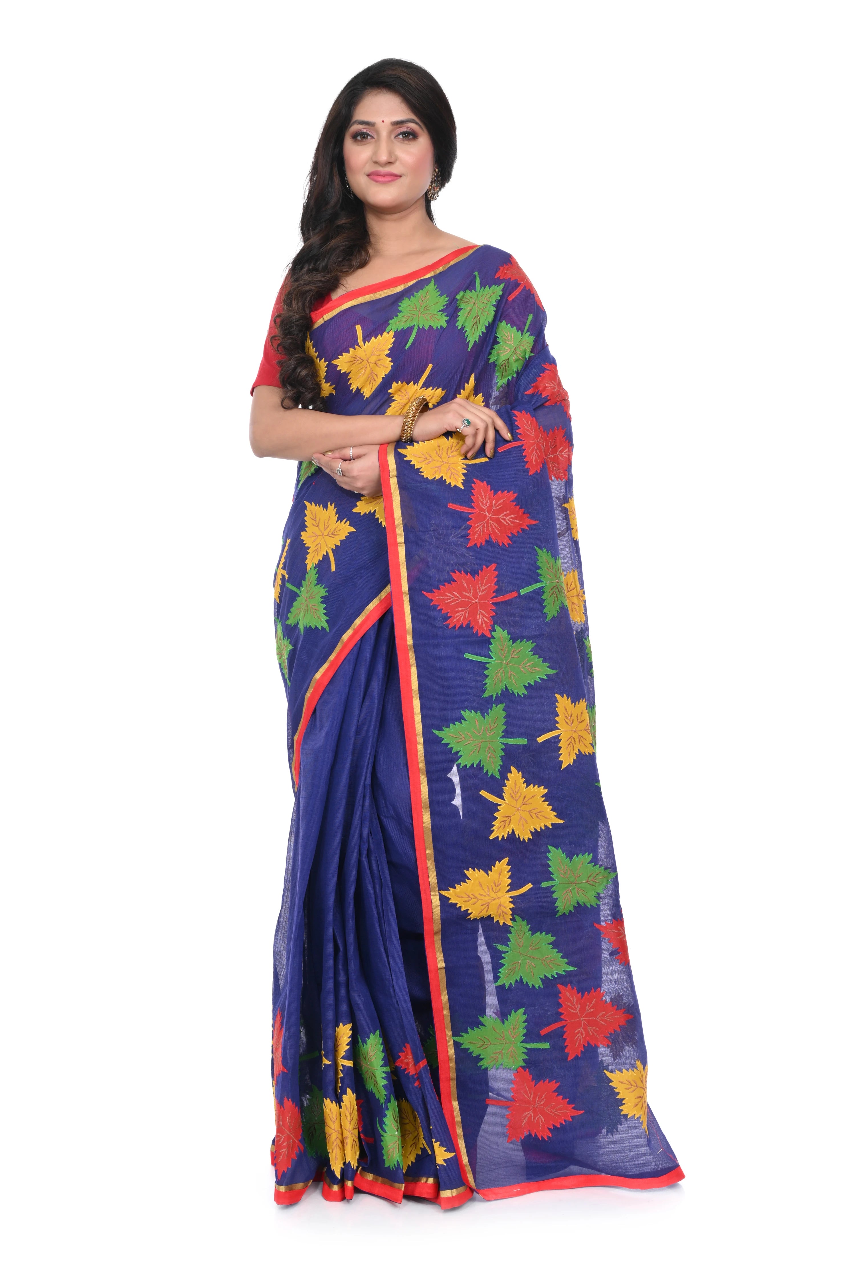 Pure Cotton Embroidery Work Saree with Blouse Piece