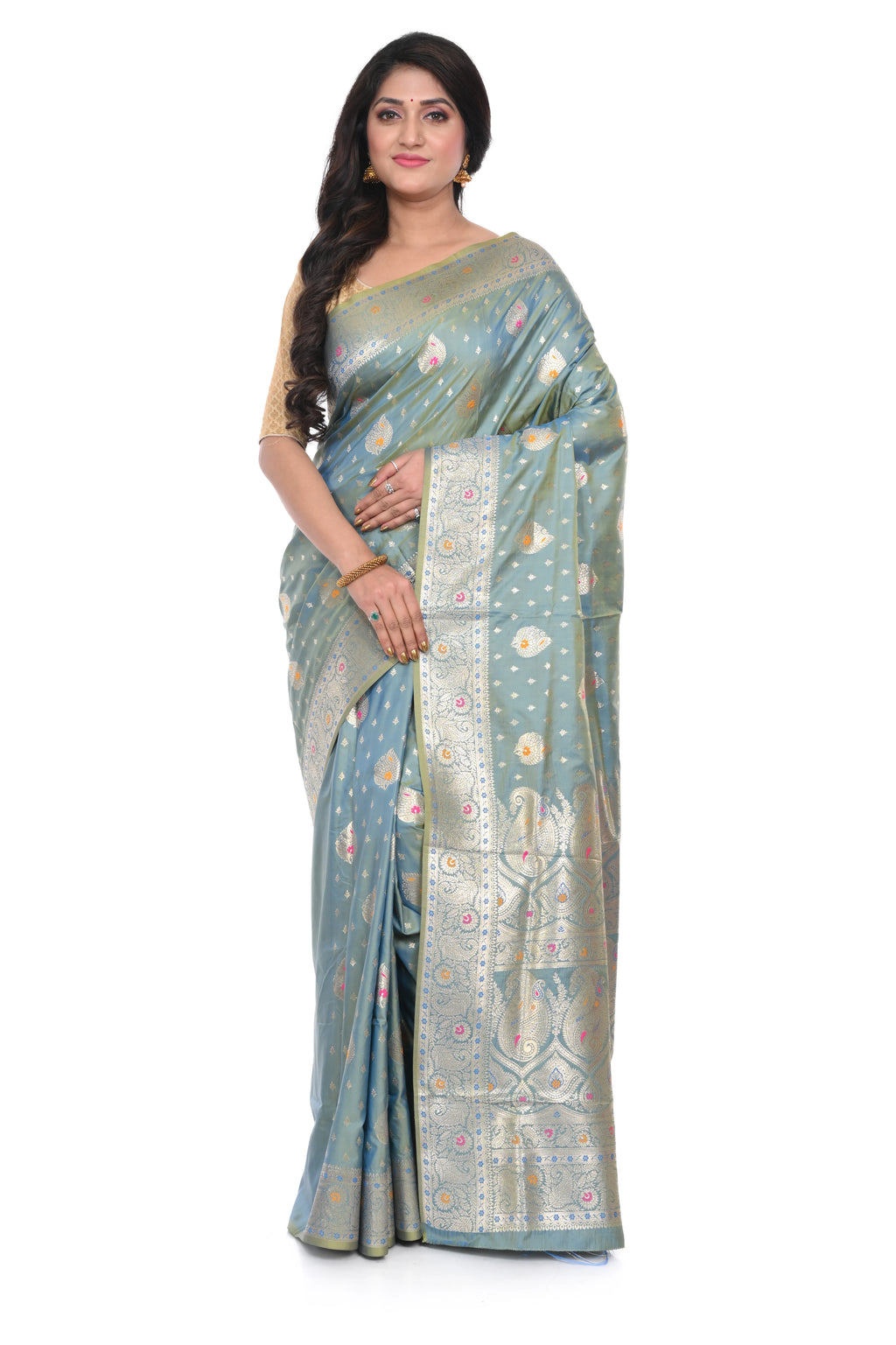 Light Teal Benarasi Saree