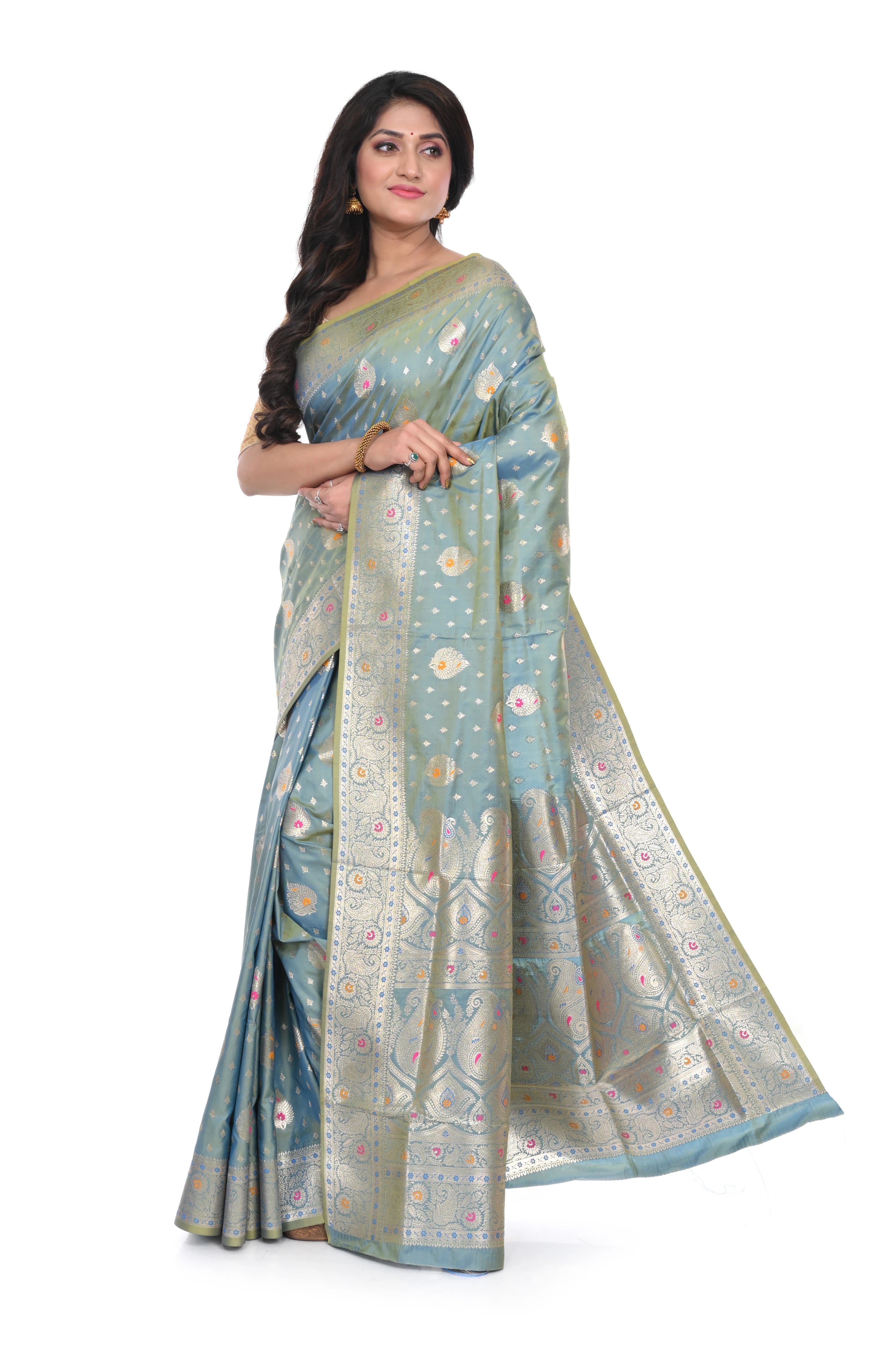 Light Teal Benarasi Saree