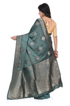 Deep Olive Green Mashru Silk Saree with Antique Zari Border