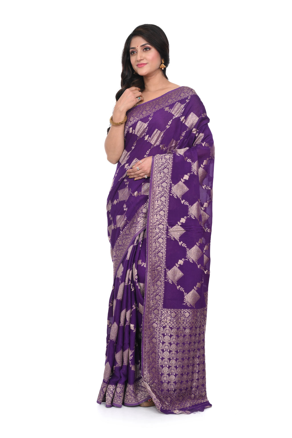 Purple Mashru Silk Saree with Heavy Pallu