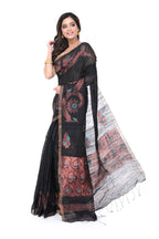 Black Matka Silk Saree with Copper Zari Work