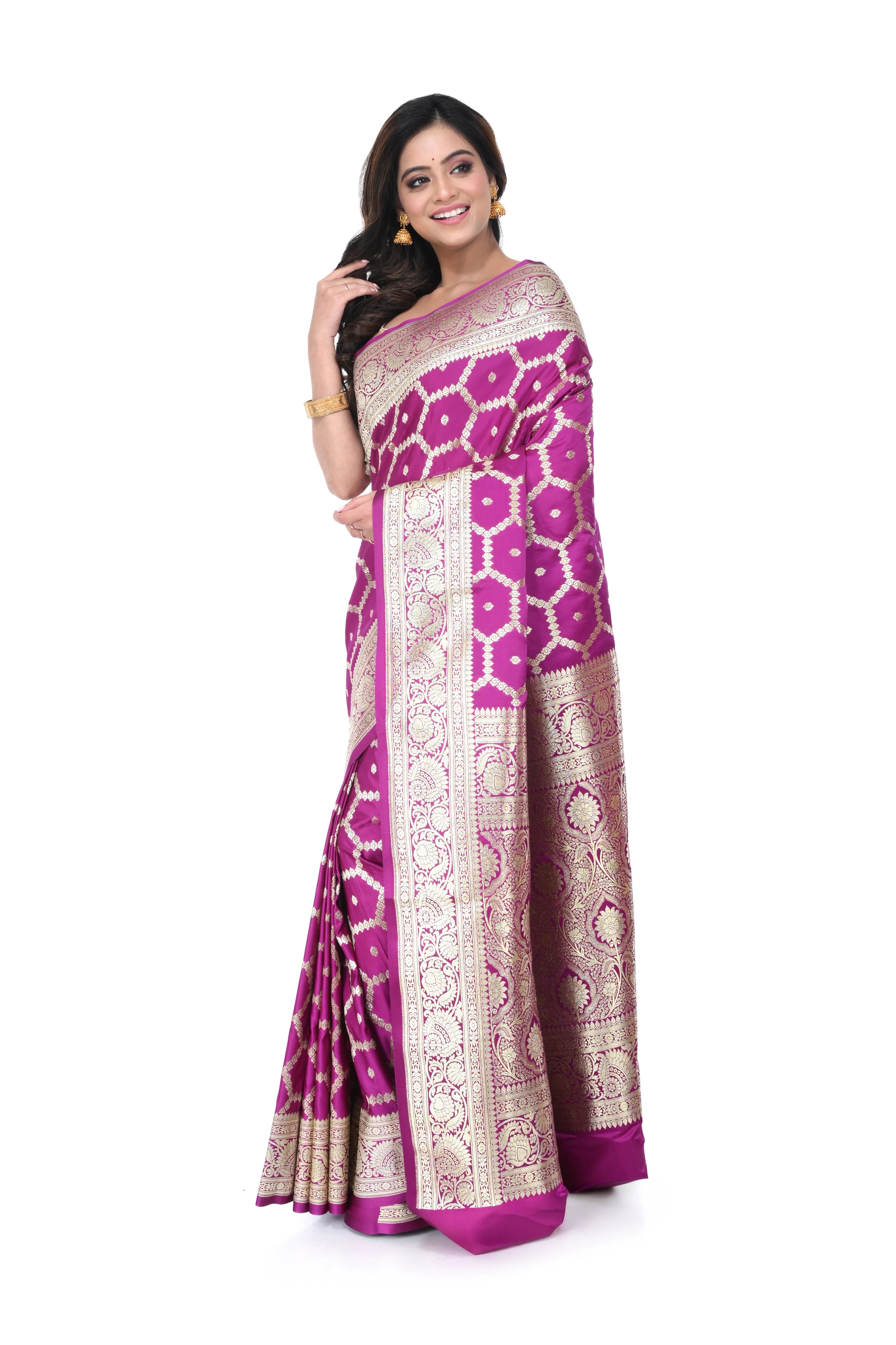 Purple - Pink Dual Tone Mashru Benarasi Saree with Heavy Pallu