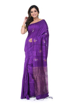 Purple Matka Silk Saree with Floral Motifs