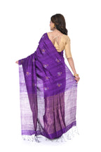 Purple Matka Silk Saree with Floral Motifs