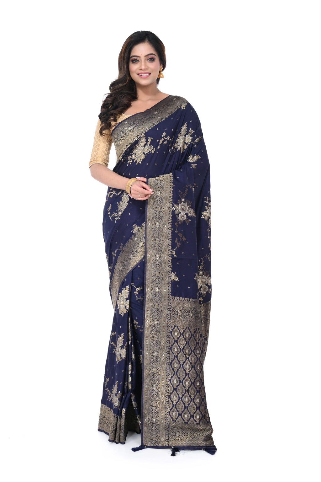Blue Mashru Silk Saree with Heavy Pallu