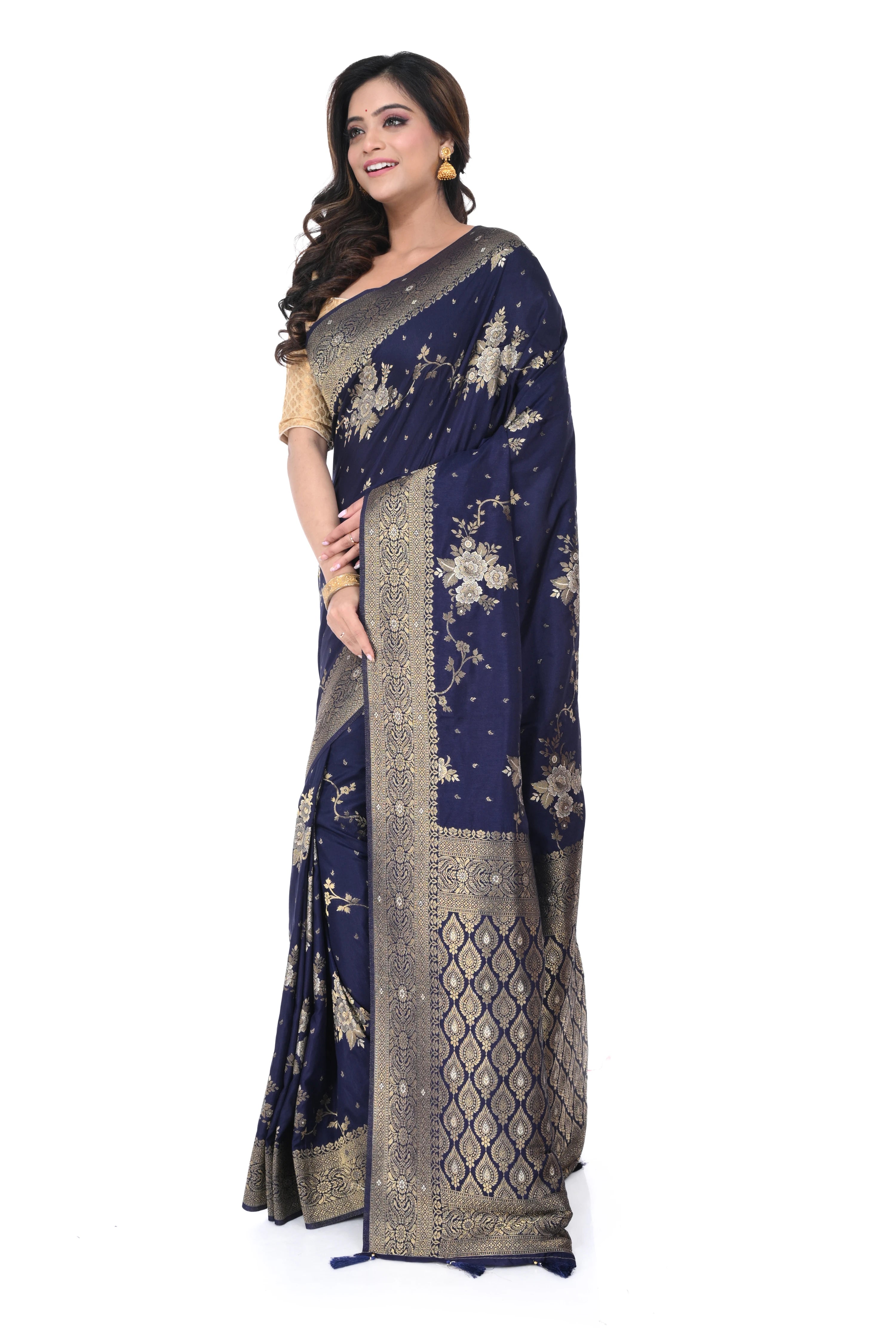 Blue Mashru Silk Saree with Heavy Pallu