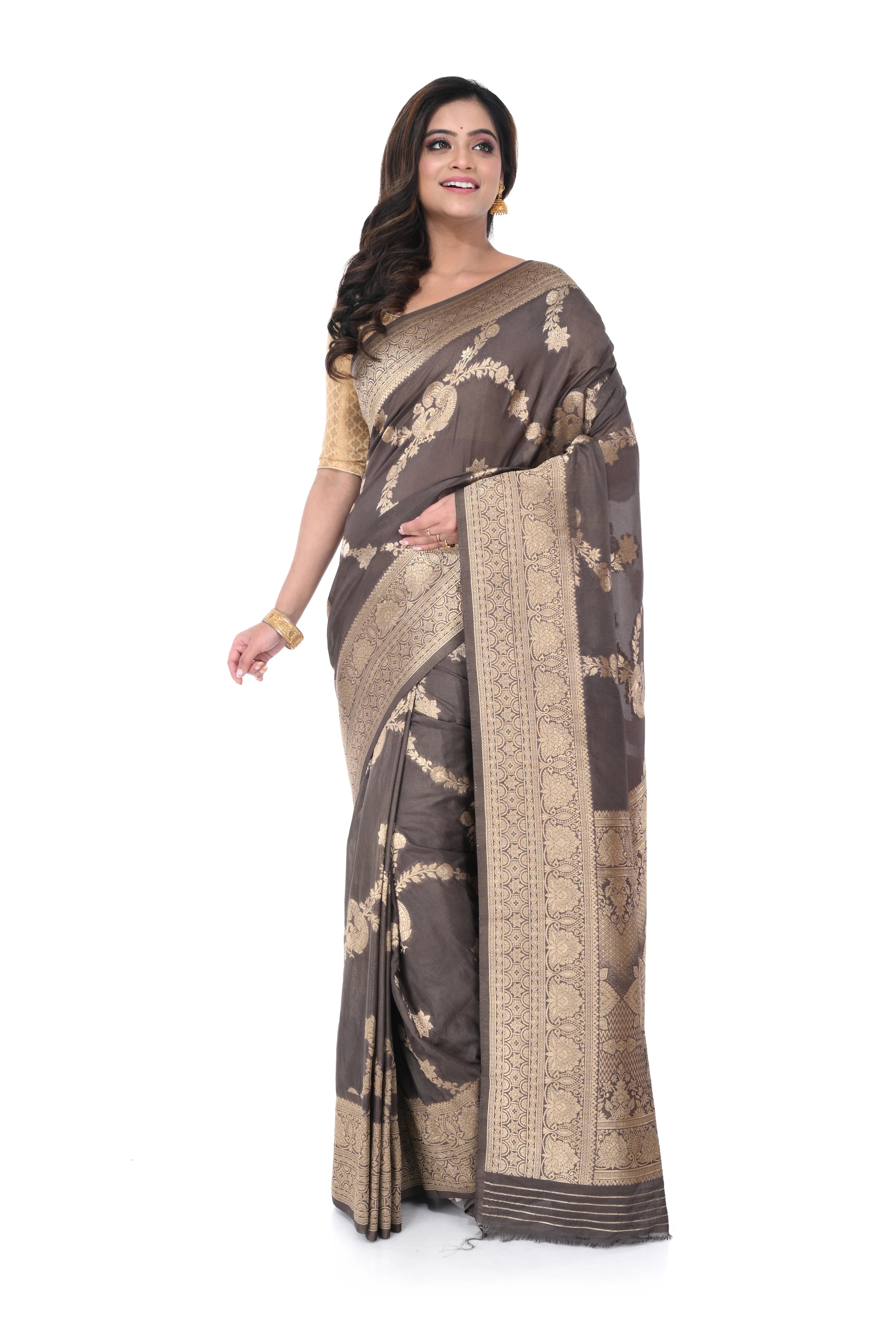 Grey Benarasi Saree with Jal Work
