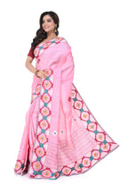 Soft Pink Pure Tussar Saree with Gujarati Work