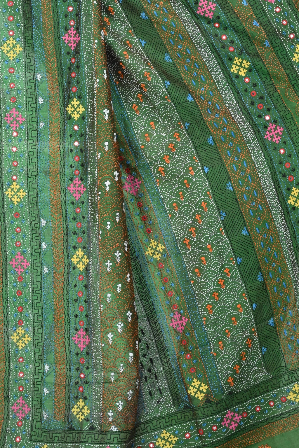 Bishnupuri Katan Base Saree with Lumbani Work