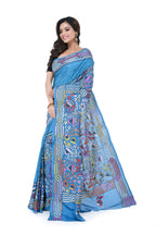 Black Semi Bangalore Silk Saree with Kantha Allover Work