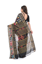 Pure Khandua Silk Saree in Red - Black Combination with Animal Motif Border
