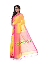 Yellow Cotton Handloom Saree