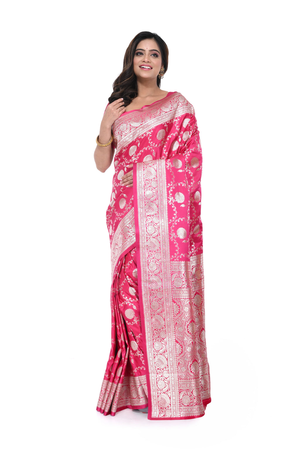 Soft Pink Mashru Benarasi Saree with Jal Work