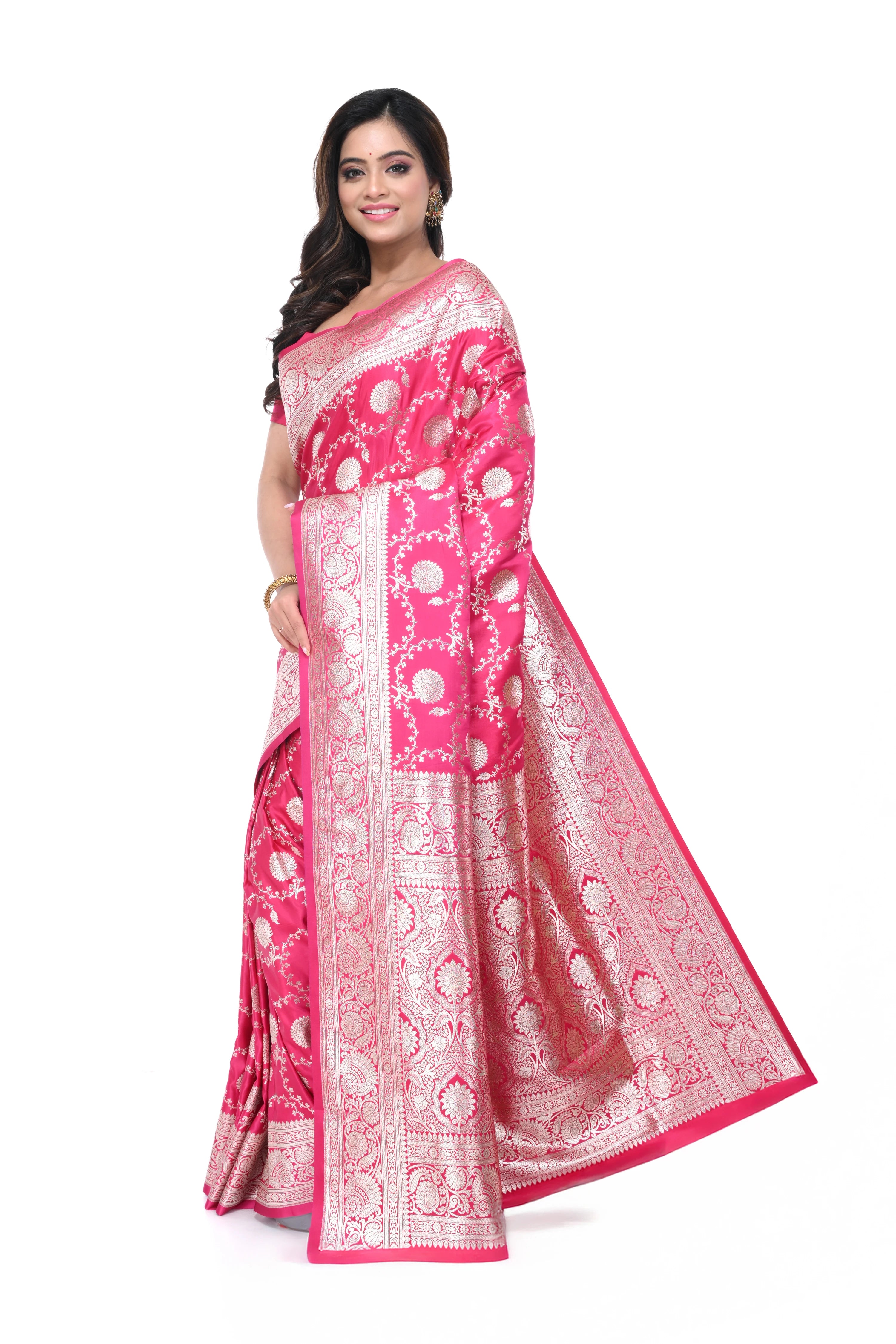 Soft Pink Mashru Benarasi Saree with Jal Work