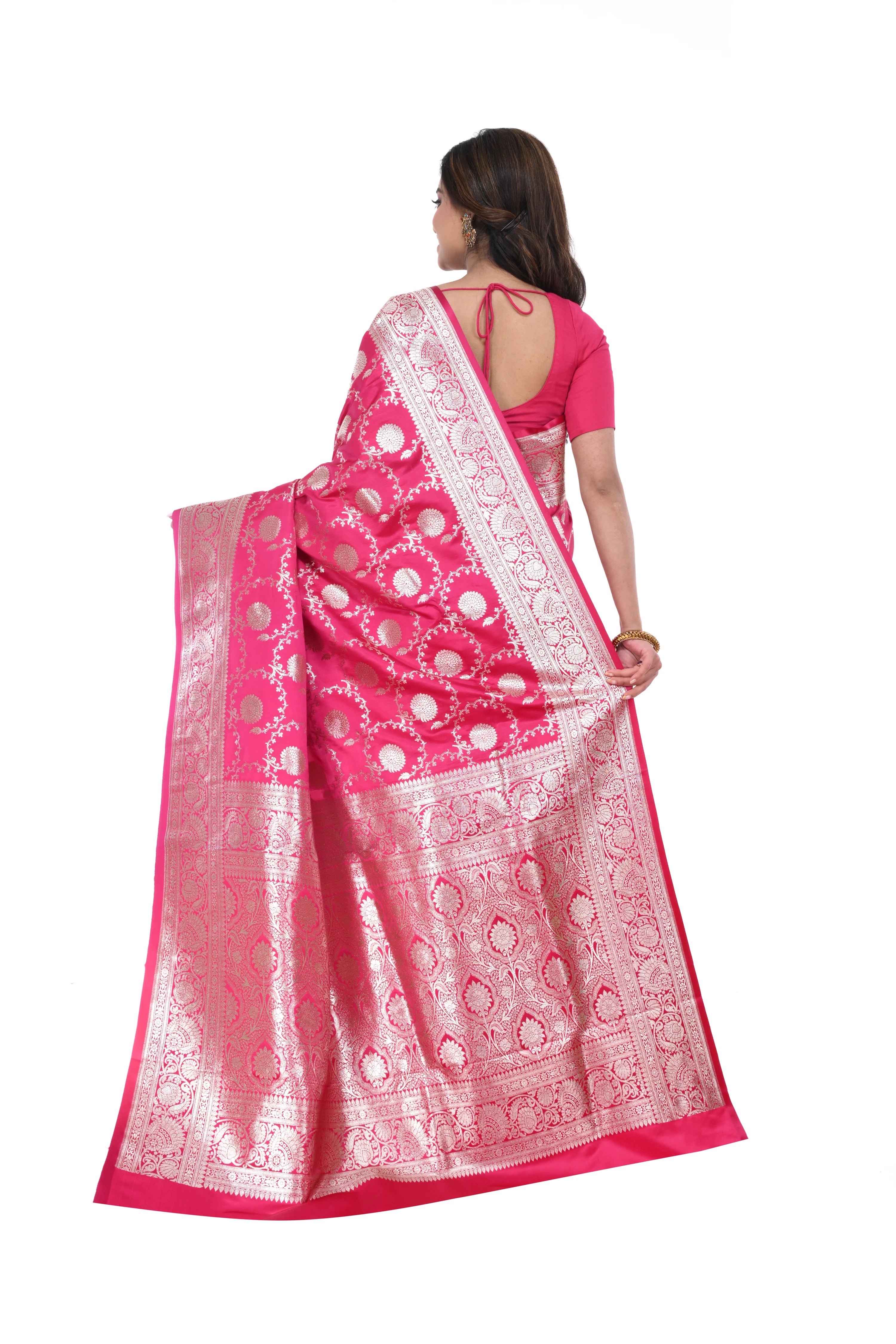 Soft Pink Mashru Benarasi Saree with Jal Work