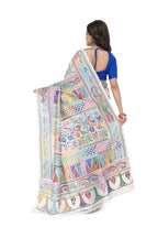 Tussar Silk Saree with Vertical Kantha Work