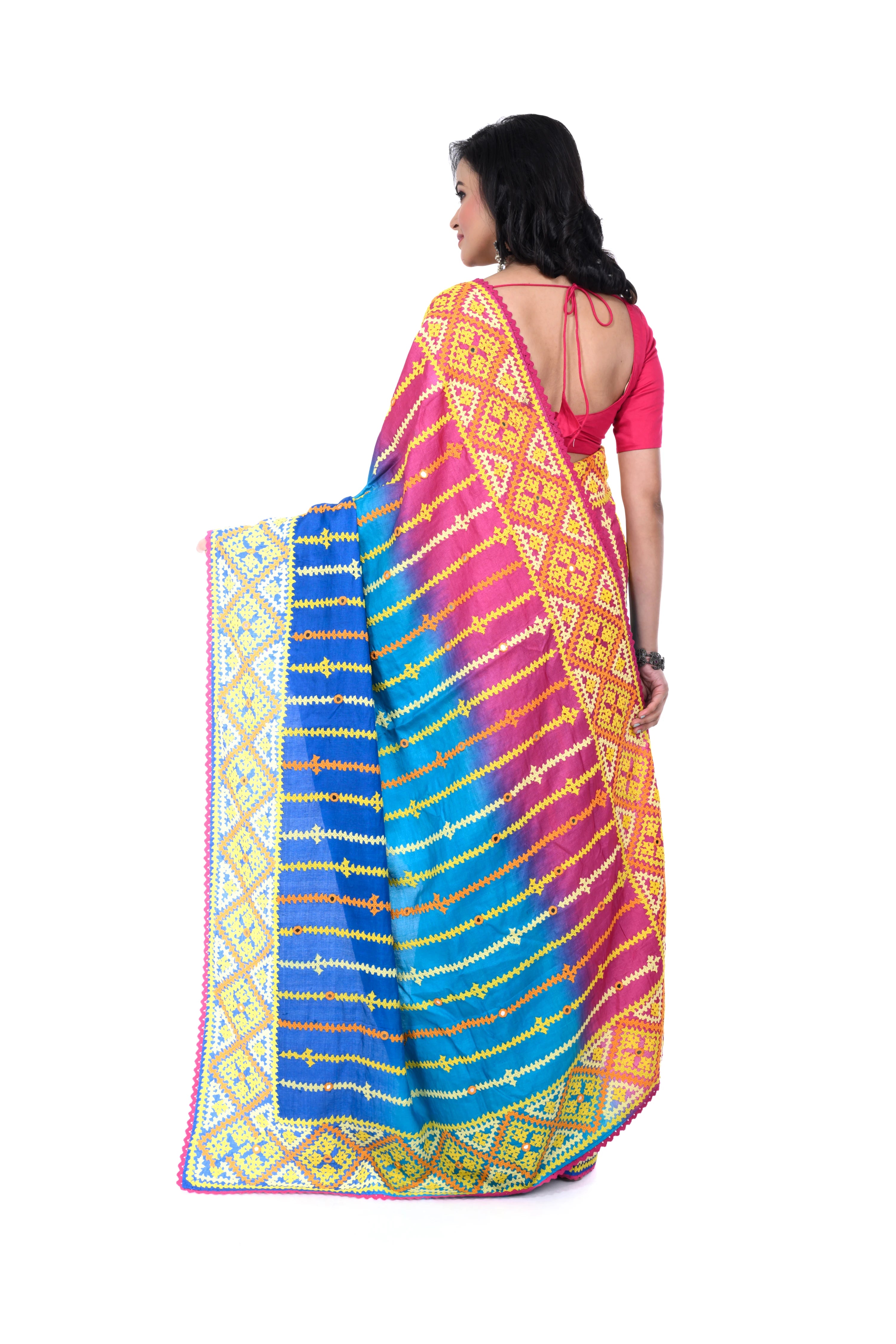 Exclusive Gujarati Stitch Tussar Saree with Unique Colours