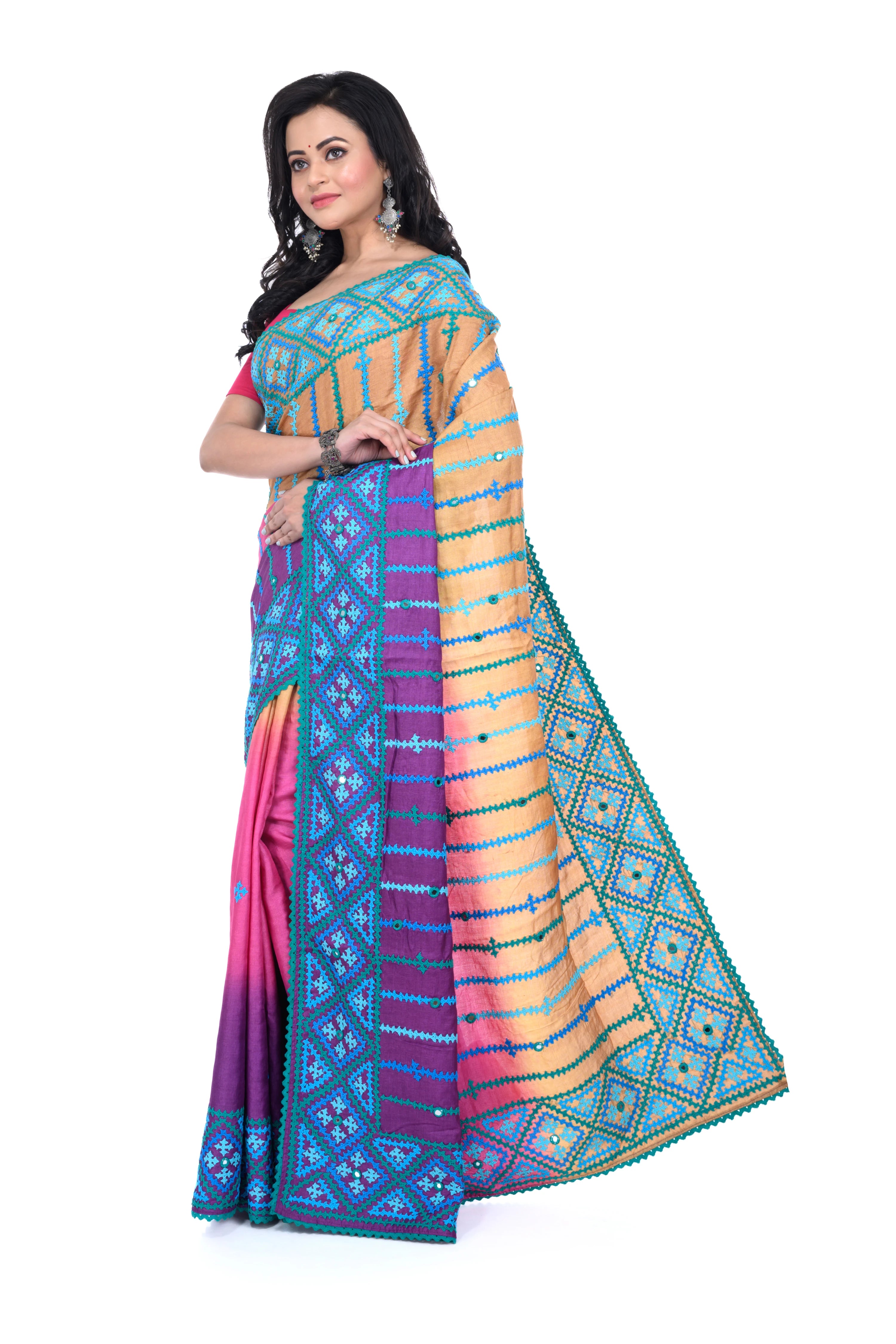 Exclusive Gujarati Stitch Tussar Saree