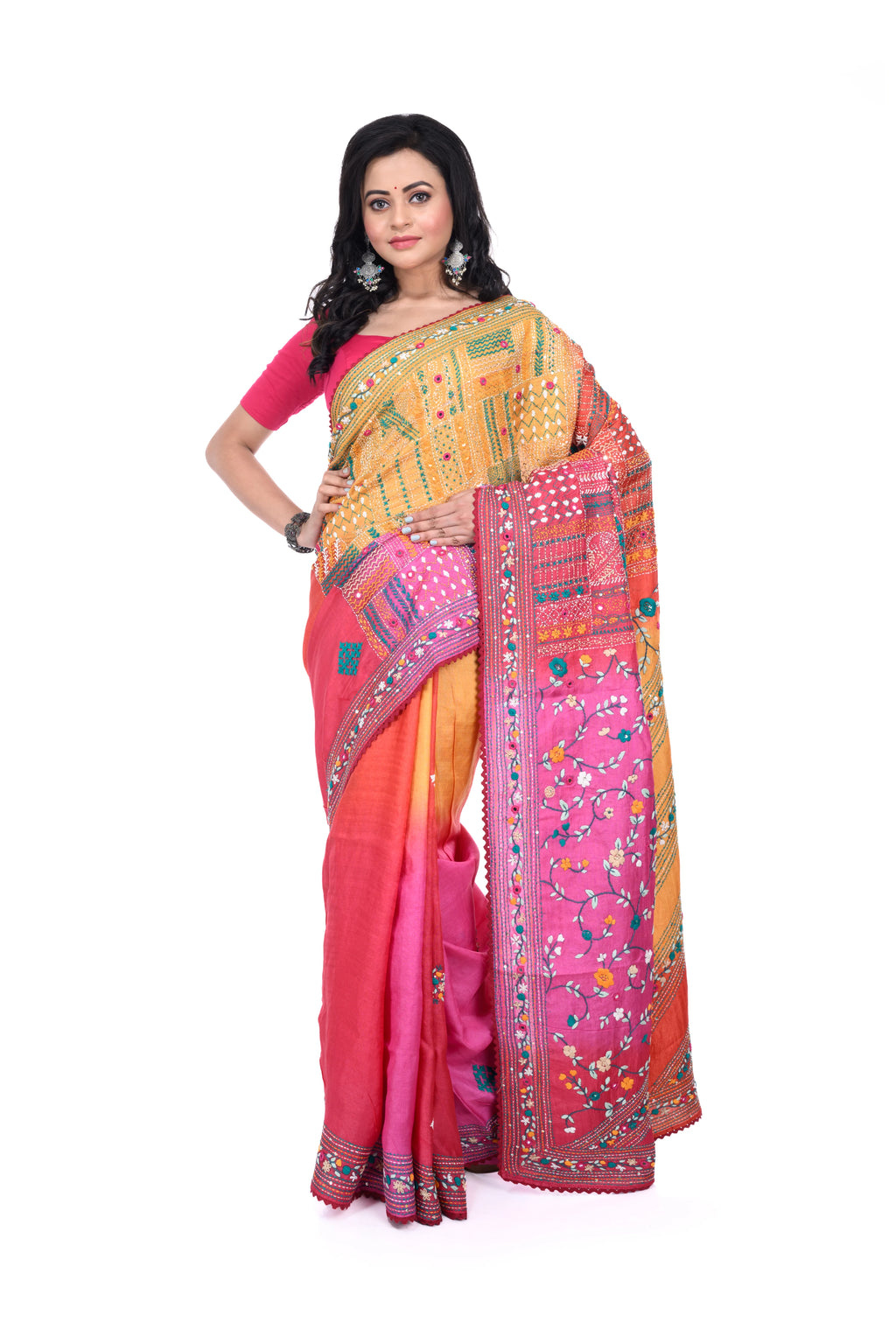 Exclusive Hand - Stitched Tussar Saree