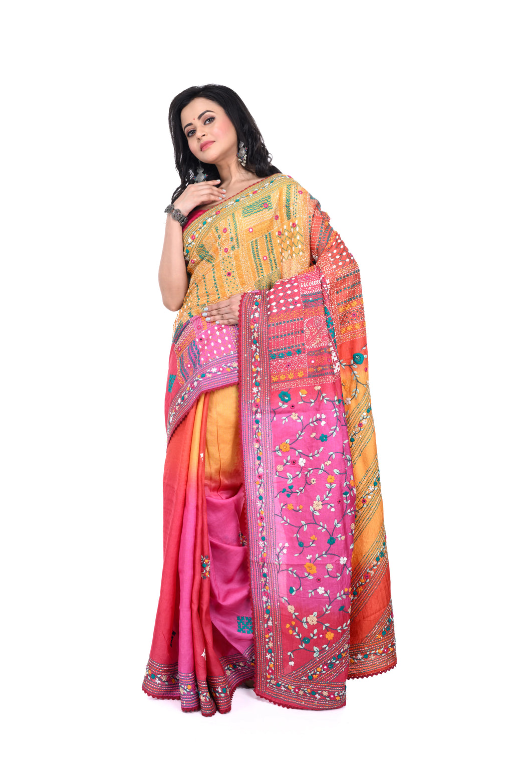 Exclusive Hand - Stitched Tussar Saree