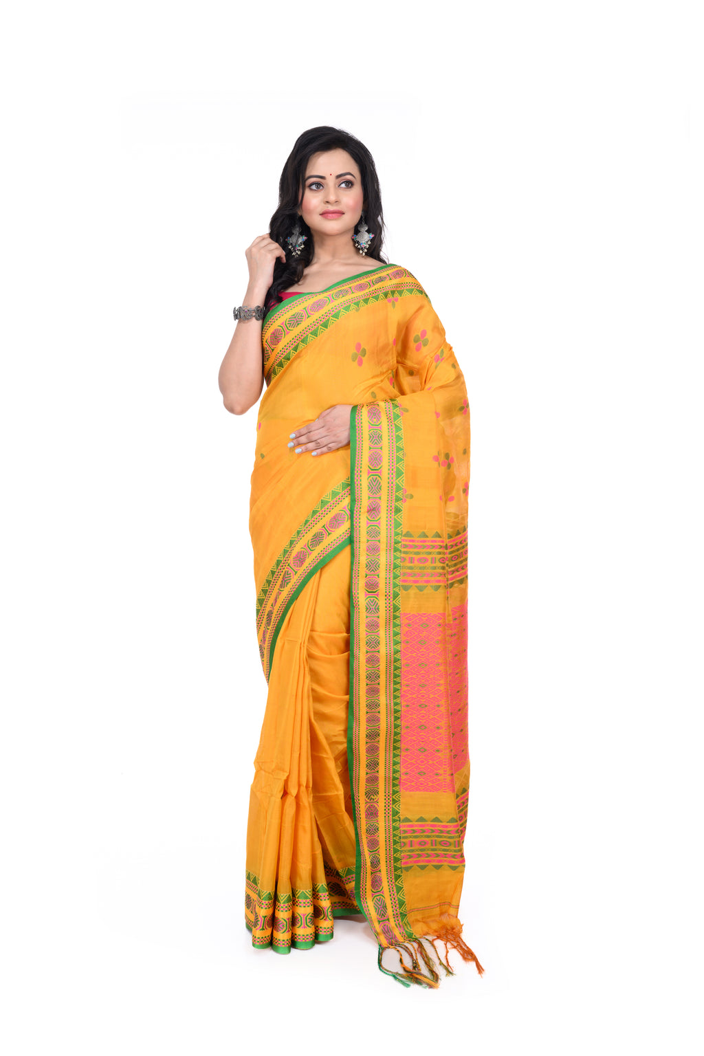 Yellow - Green Semi Tussar Saree with Rich Pallu
