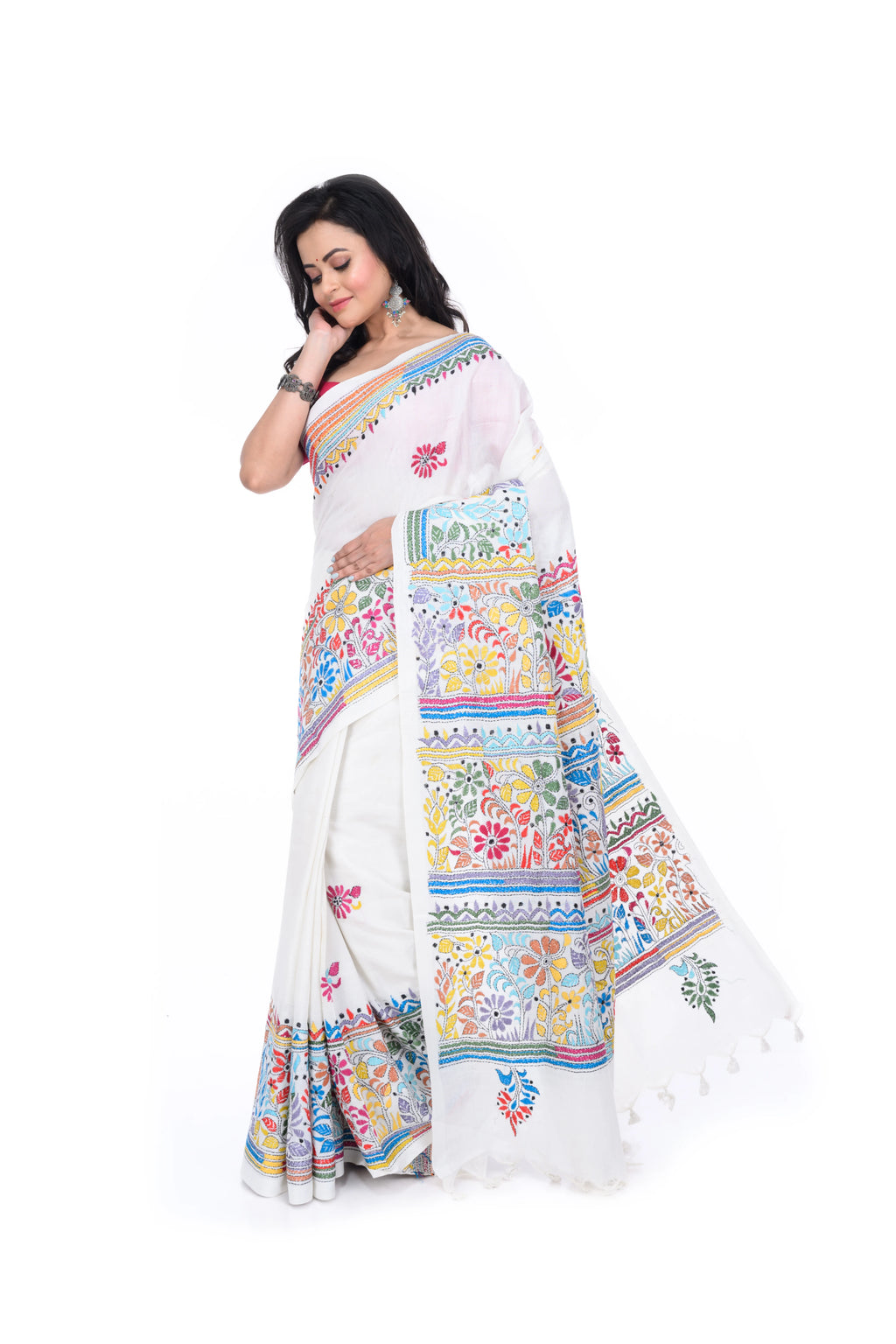 Cotton Kantha Saree with Exclusive Border & Pallu