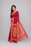 Maroon Colour Cotton Baluchori Saree with Muga Thead Worked